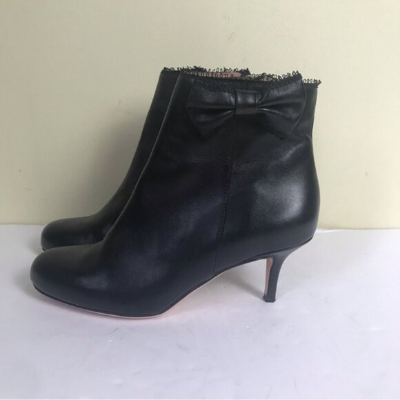 RED Valentino Bow Leather Ankle Booties Kitten Heels Almond Toe Zip Shoes Boots - Picture 3 of 16